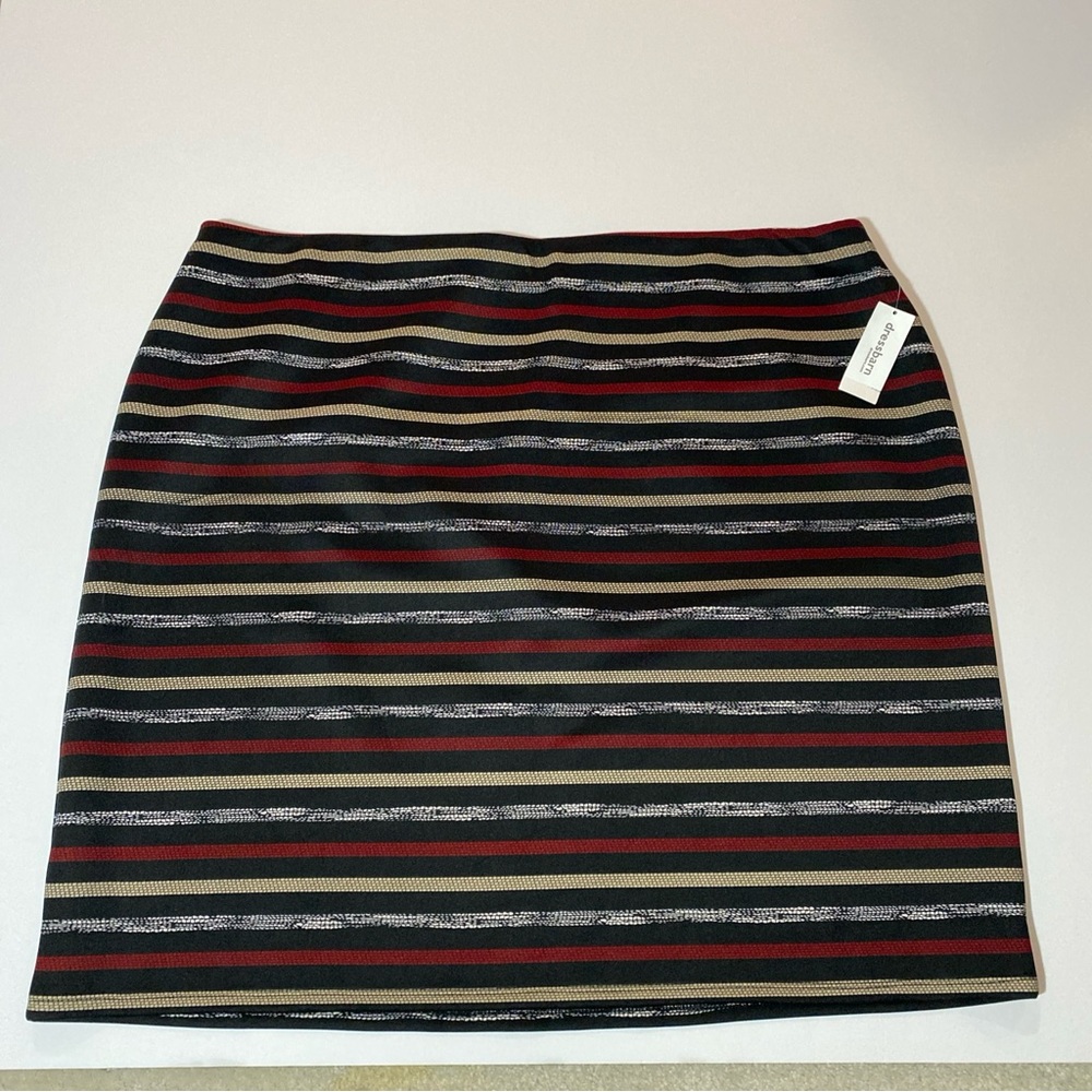 Roz & Ali Plus Striped Pull On Pencil Skirt Womens 3X Elastic Waist